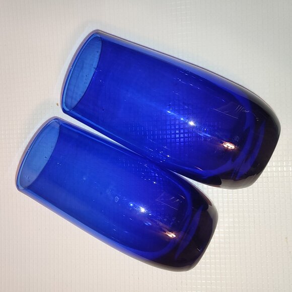 2 Pcs Cobalt Sapphire Blue Glasses Vintage Intense Deep Functional - Picture 2 of 6